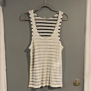 Saint Laurent Black and White Striped Tank Top Size M